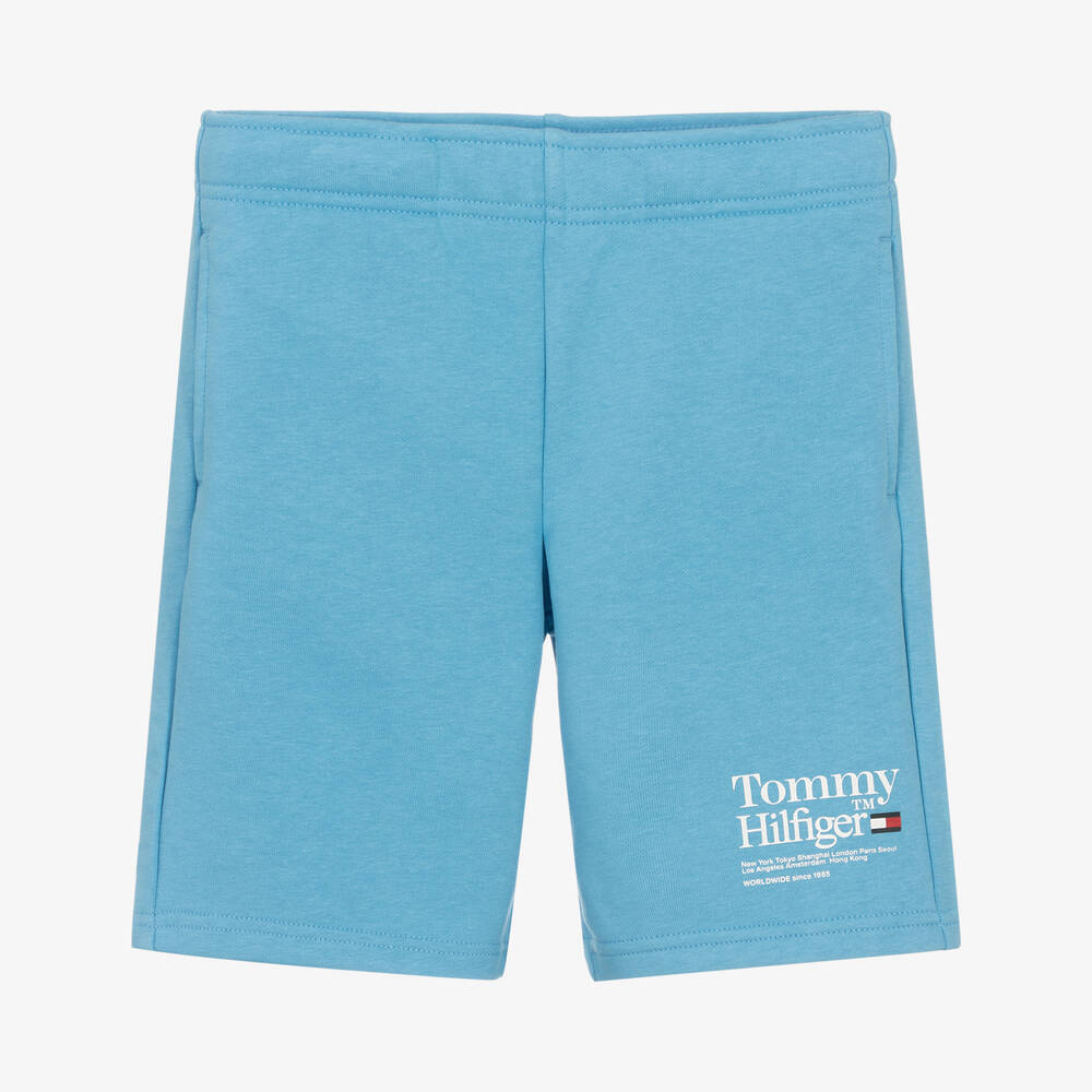 Tommy Hilfiger - Teen Boys Sky Blue Cotton Logo Shorts | Childrensalon