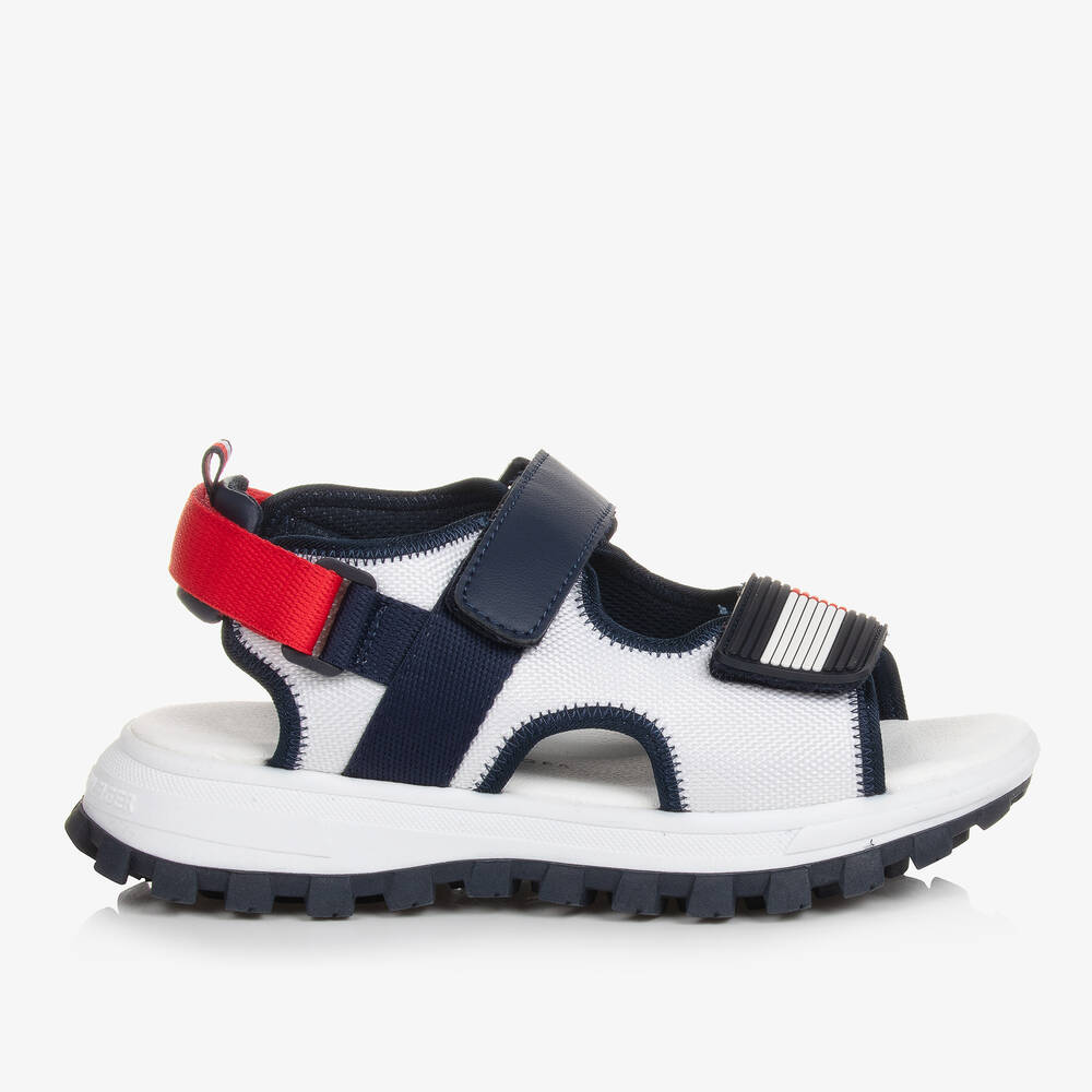 Tommy Hilfiger-Teen Boys White & Blue Flag Sandals | Childrensalon Outlet