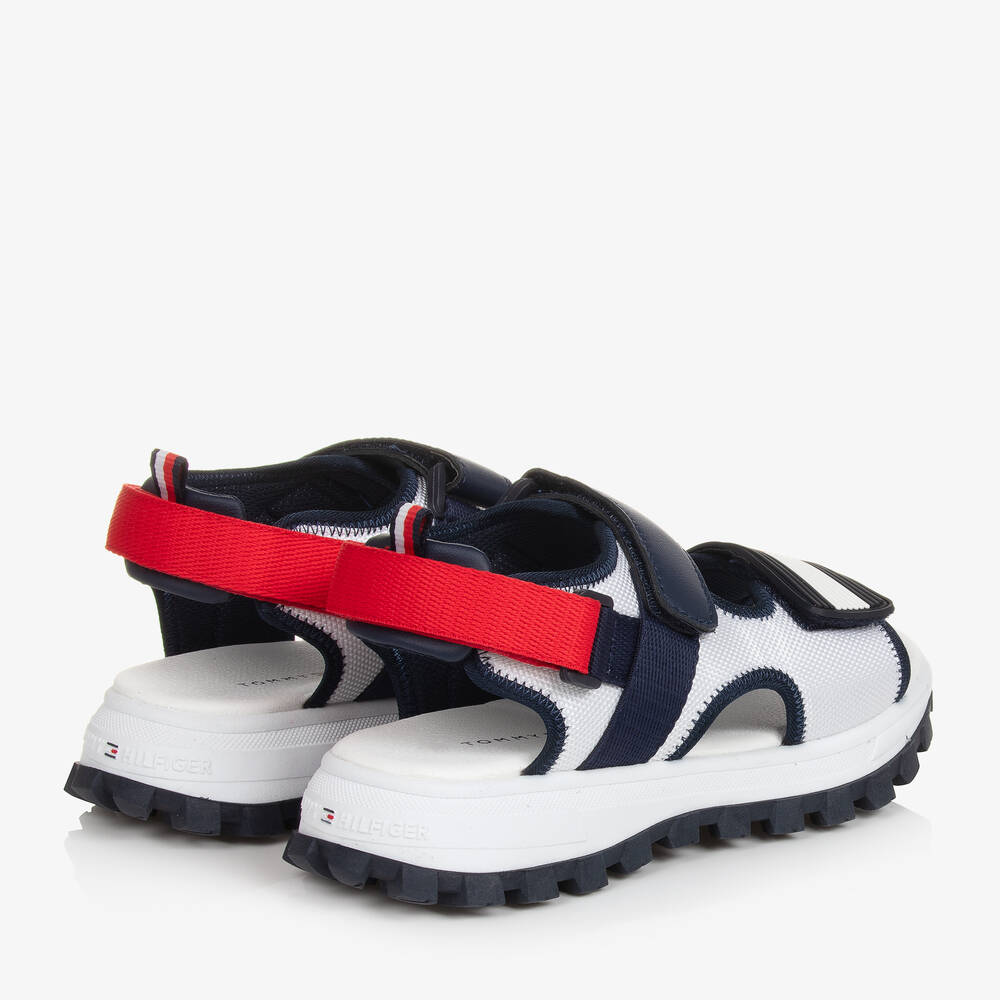 TOMMY HILFIGER Teen Boys White Blue Flag Sandals
