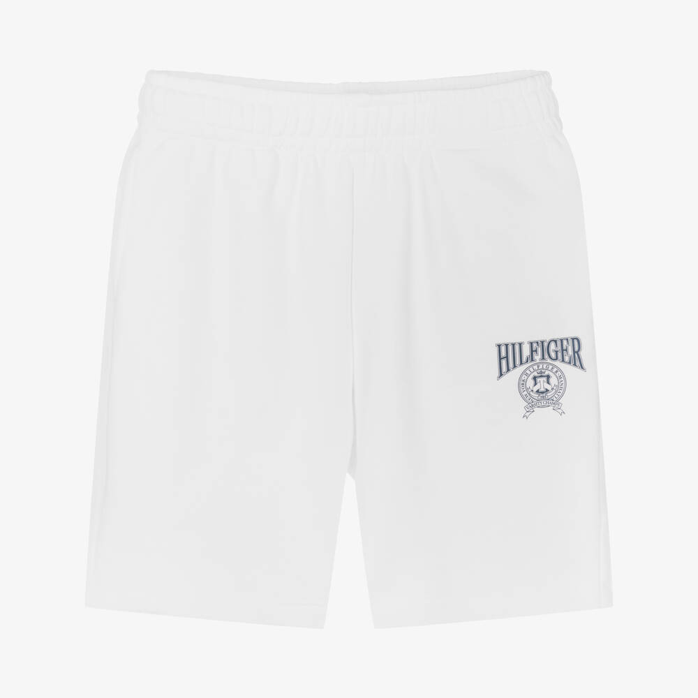 Tommy Hilfiger - Teen Boys White Cotton Logo Shorts | Childrensalon