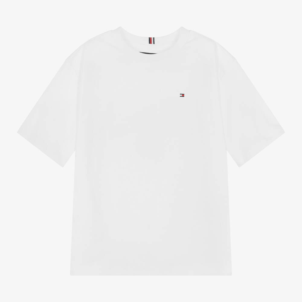 Tommy Hilfiger - Teen Boys White Cotton Logo T-Shirt | Childrensalon