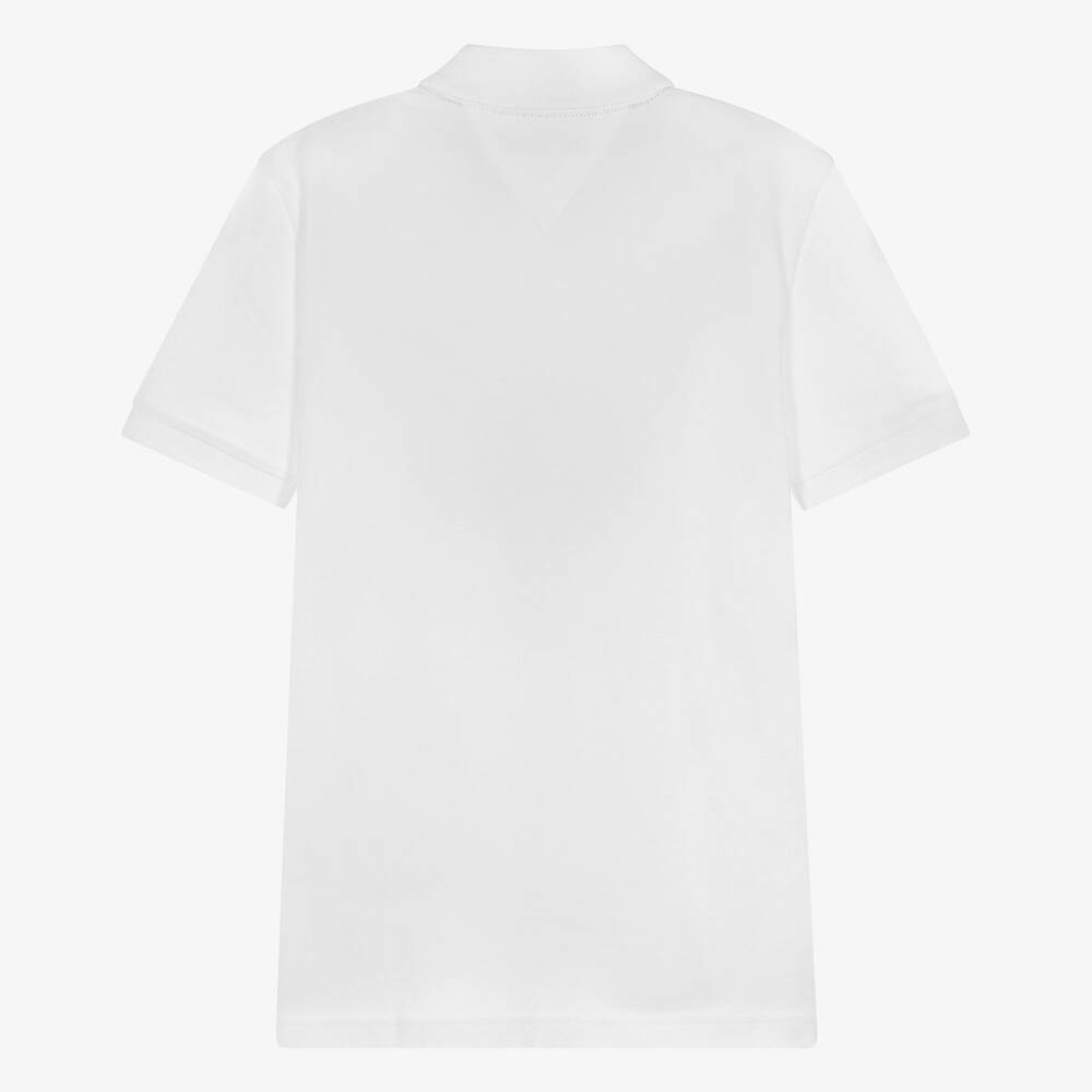 Tommy Hilfiger-Teen Boys White Cotton Monogram Polo Shirt | Childrensalon Outlet