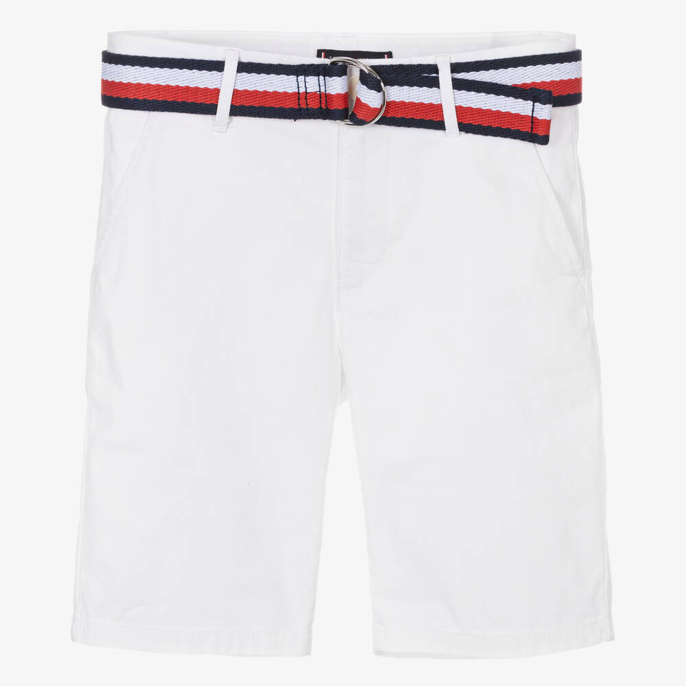 Tommy Hilfiger-Teen Boys White Cotton Shorts | Childrensalon Outlet