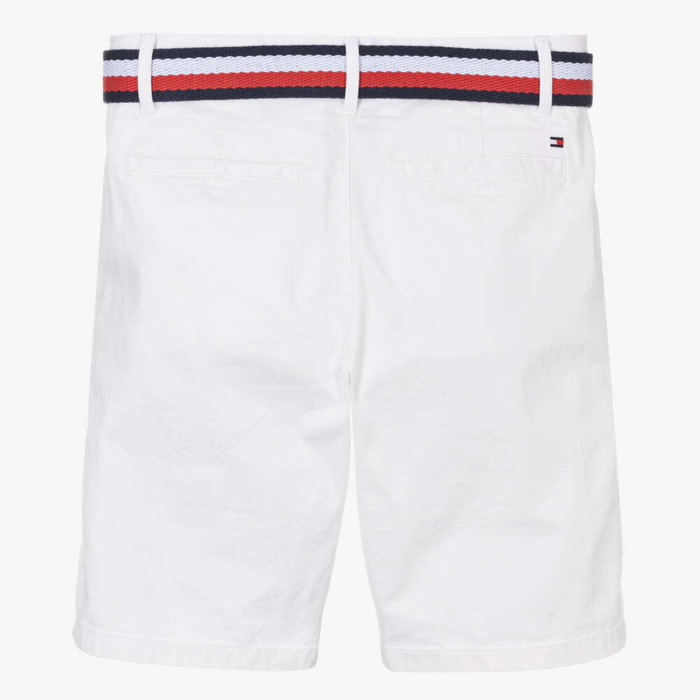 Tommy Hilfiger-Teen Boys White Cotton Shorts | Childrensalon Outlet
