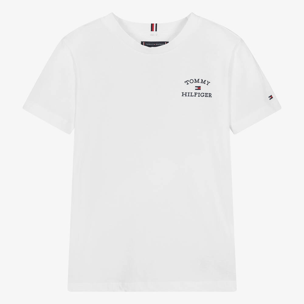 Tommy Hilfiger Teen Boys White Cotton T Shirt Childrensalon Outlet