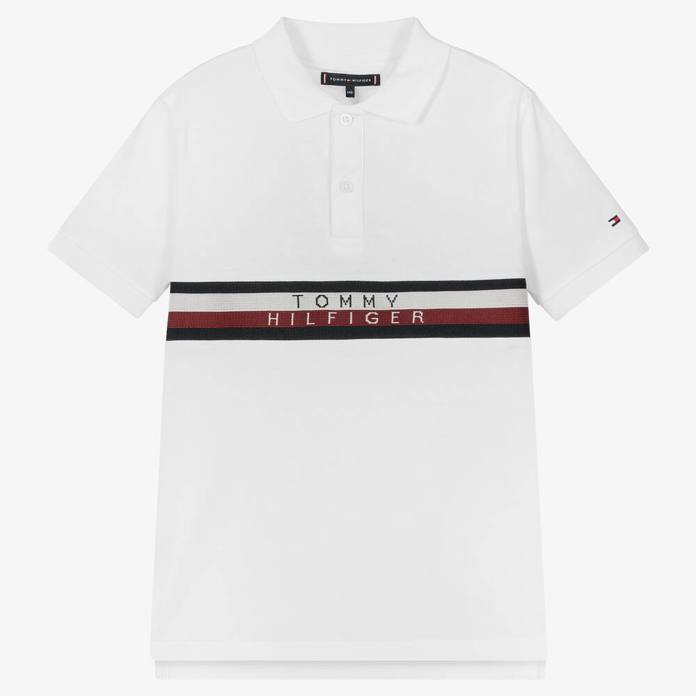 Tommy Hilfiger - Weißes Teen Jersey-Poloshirt | Childrensalon