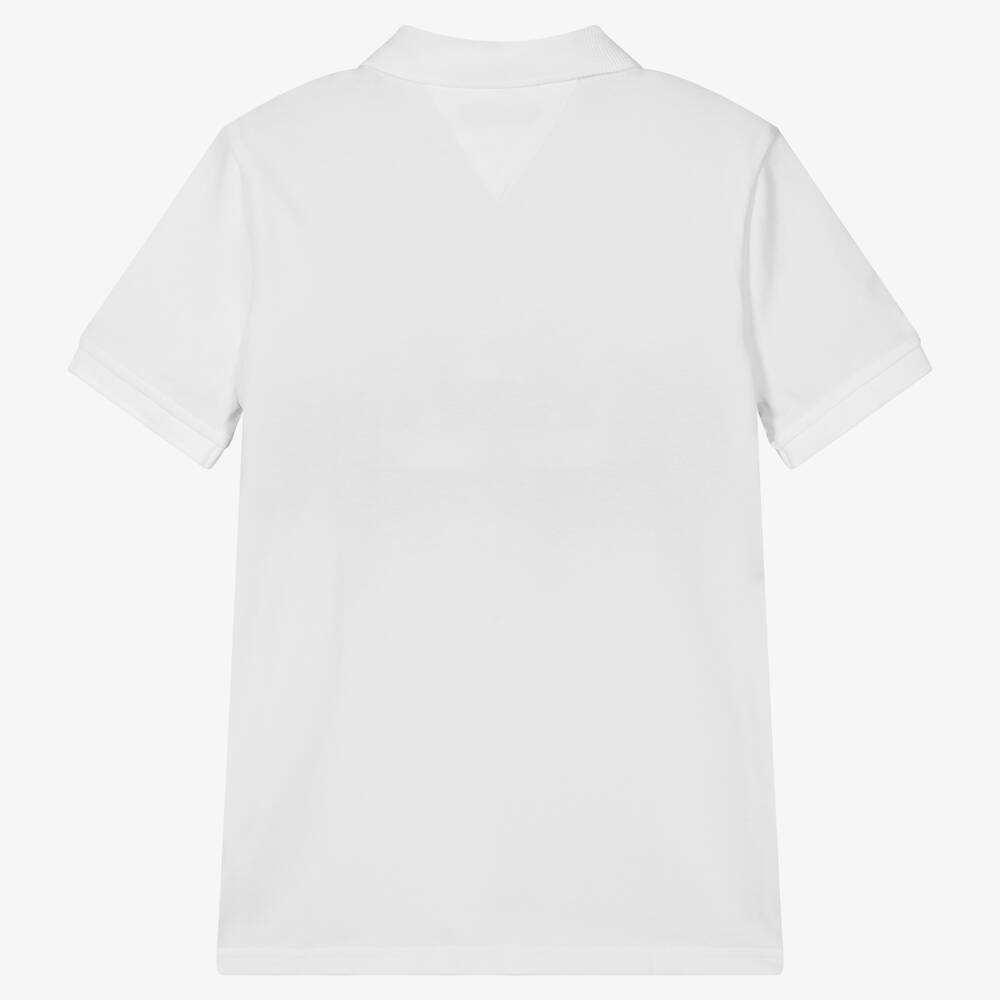 Tommy Hilfiger-توب بولو تينز ولادي قطن جيرسي لون أبيض | Childrensalon Outlet