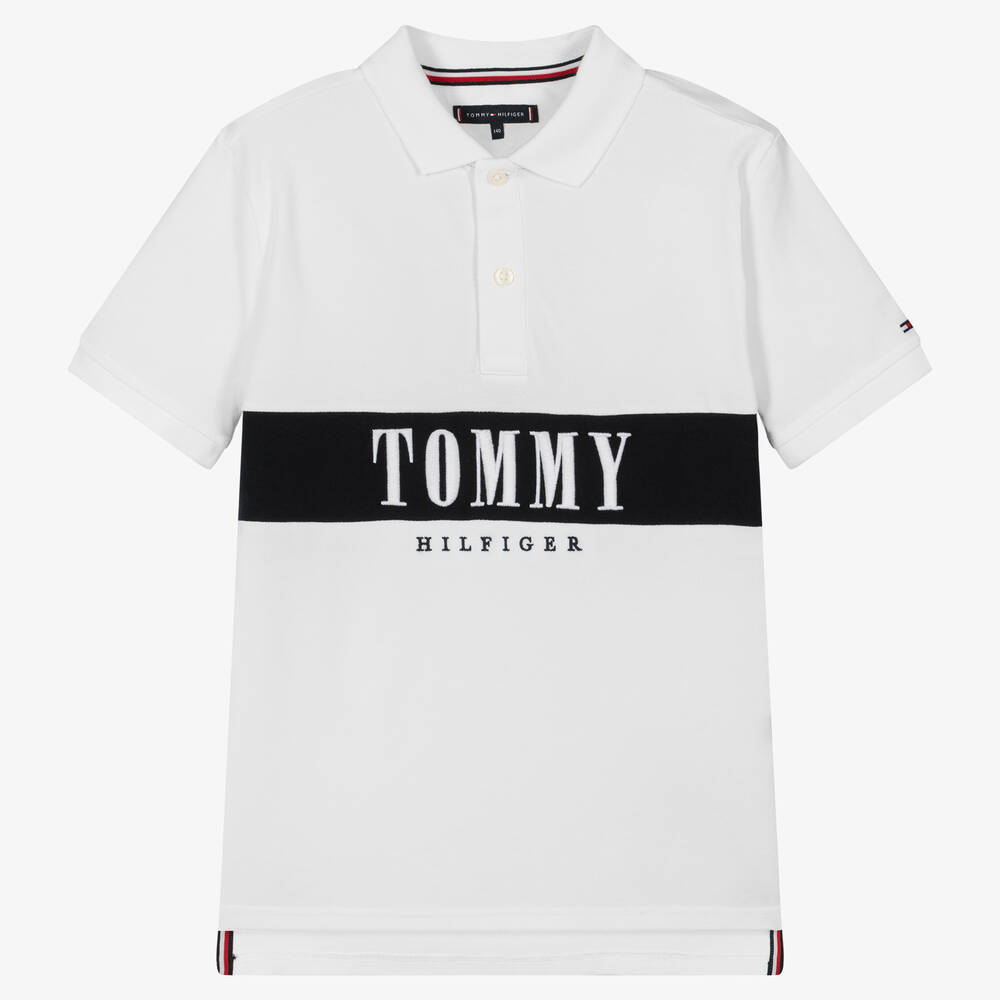 Tommy Hilfiger - Polo blanc ado garçon | Childrensalon