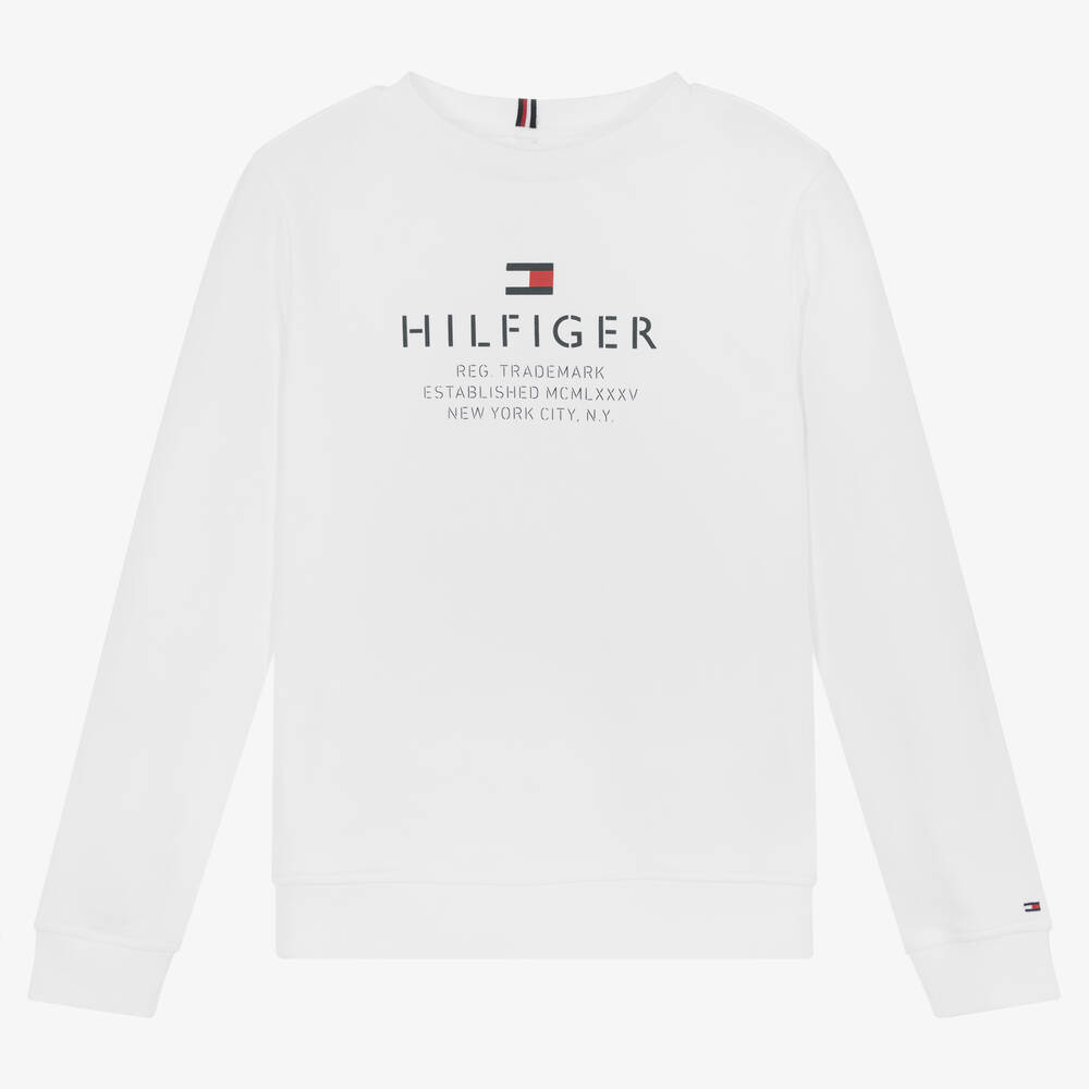 Tommy Hilfiger - Teen Boys White Logo Sweatshirt | Childrensalon