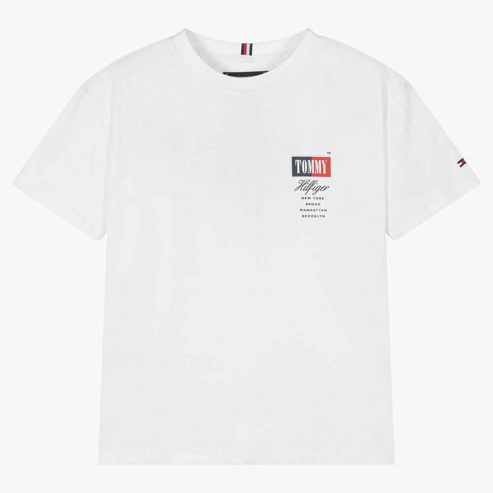 Tommy Hilfiger-Teen Boys White Logo T-Shirt | Childrensalon Outlet