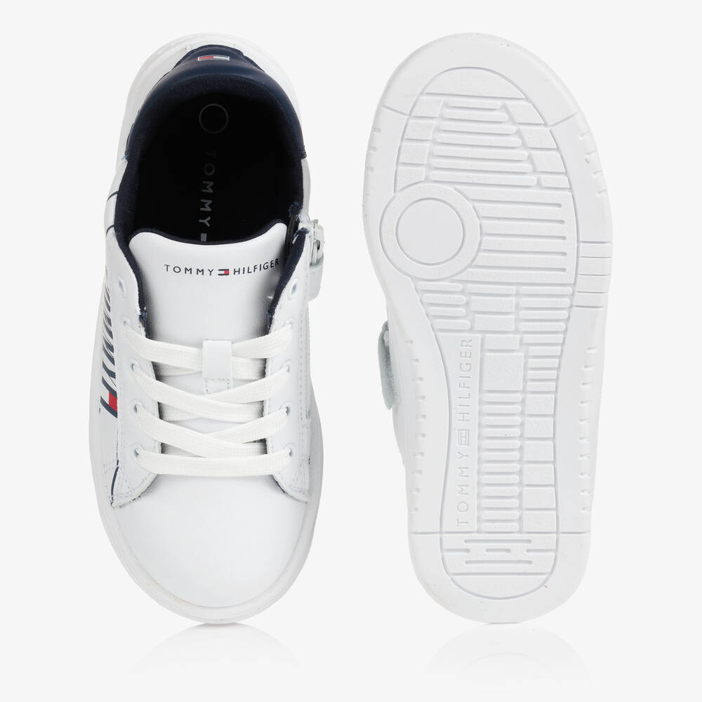 Tommy Hilfiger-Teen Boys White Logo Trainers | Childrensalon Outlet