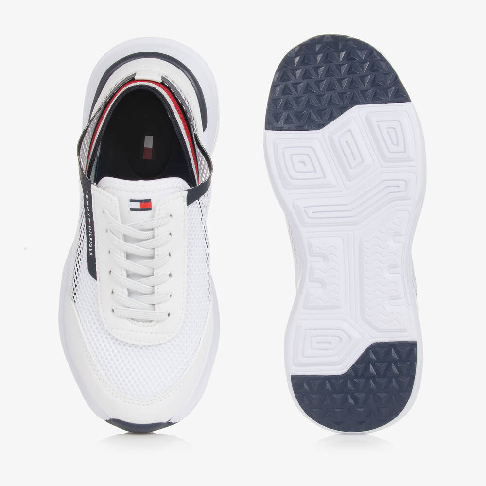 Tommy Hilfiger-Teen Boys White Mesh Slip-On Trainers | Childrensalon Outlet