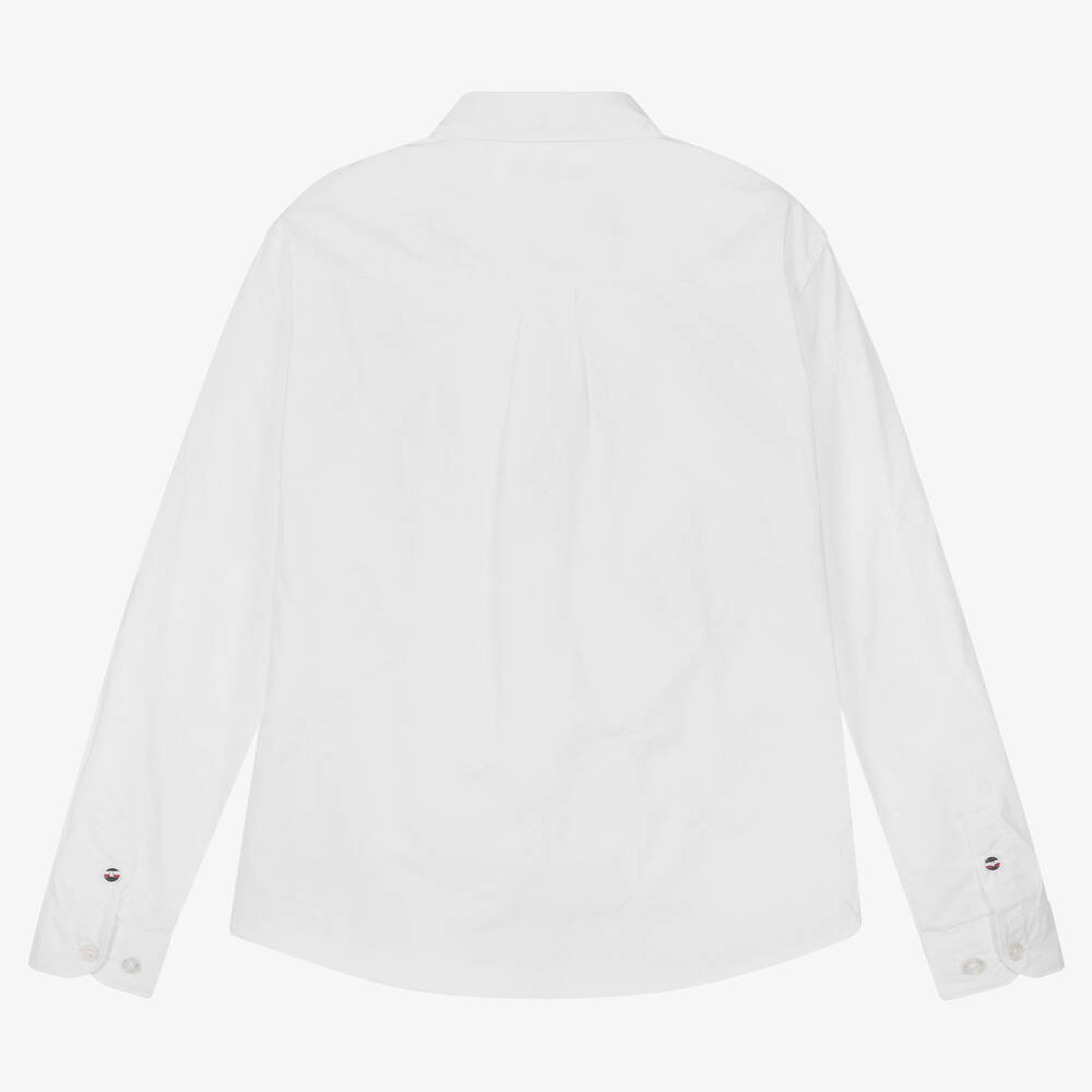 Tommy Hilfiger-قميص بطبعة مونوغرام قطن عضوي لون أبيض | Childrensalon Outlet