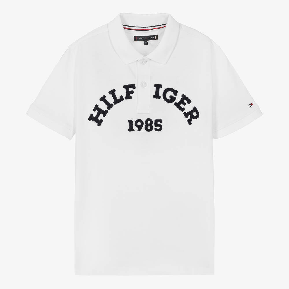 Tommy Hilfiger-Teen Boys White Organic Cotton Polo Shirt | Childrensalon Outlet