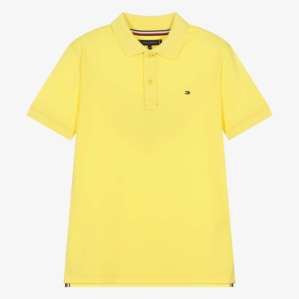 Tommy Hilfiger-Teen Boys Yellow Cotton Polo Shirt | Childrensalon Outlet