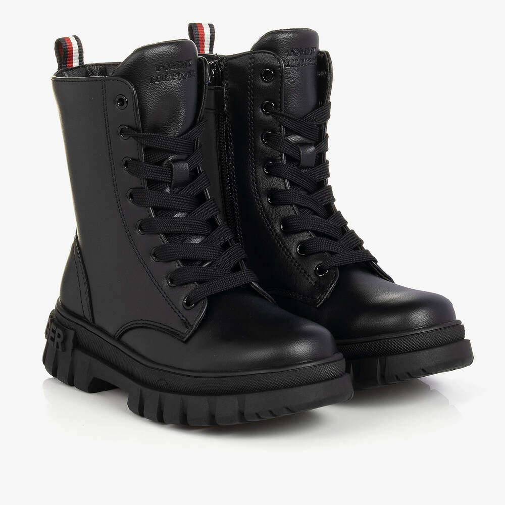 Tommy Hilfiger - Teen Girls Black Faux Leather Boots | Childrensalon