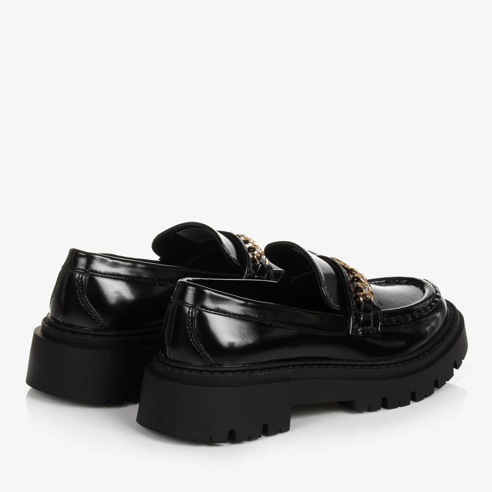 Tommy Hilfiger-Teen Girls Black Faux Leather Loafers | Childrensalon Outlet