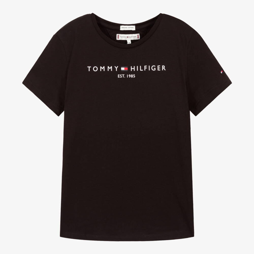 Tommy Hilfiger-Teen Girls Black Logo T-Shirt | Childrensalon Outlet