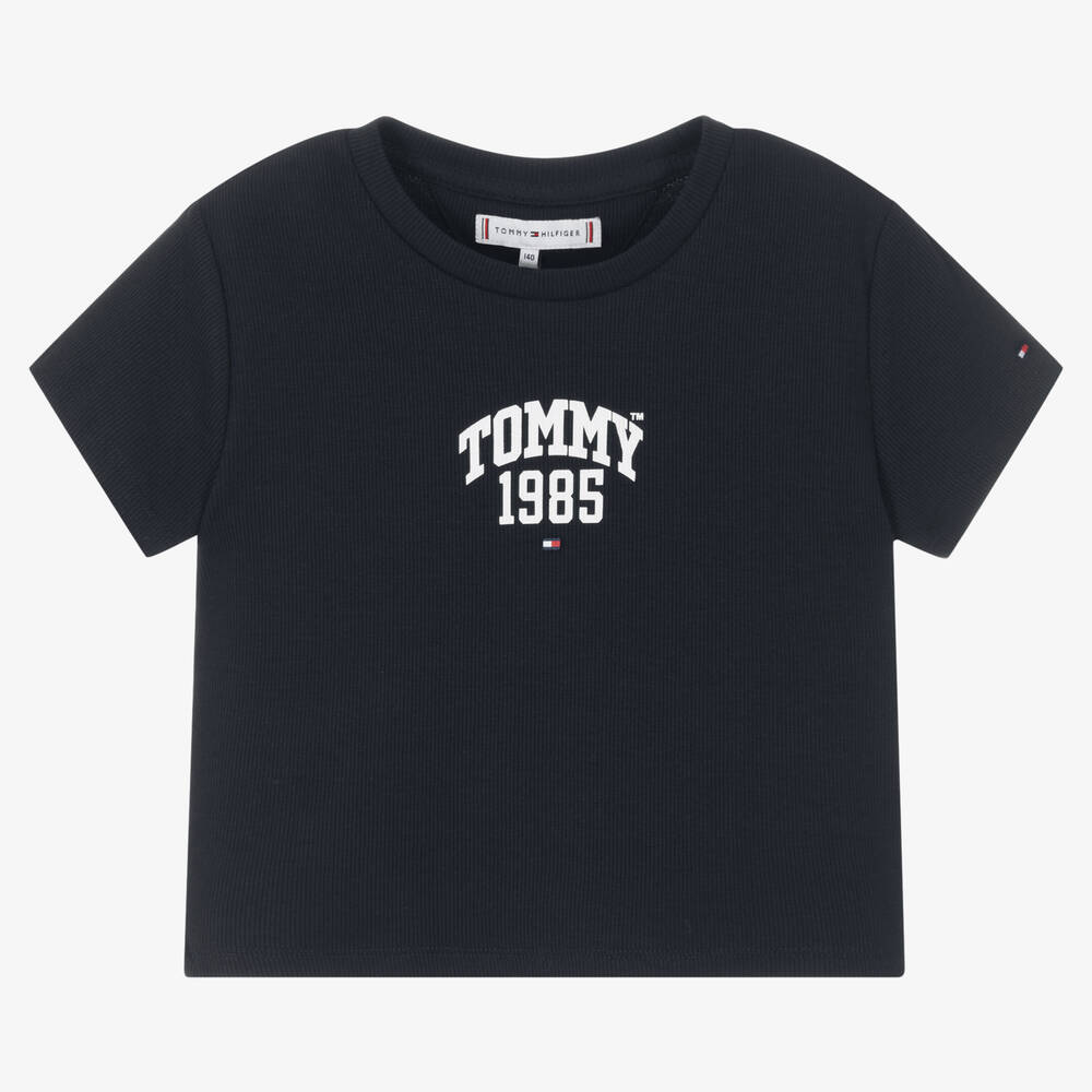 Tommy Hilfiger - Teen Girls Blue Cotton Logo T-Shirt | Childrensalon