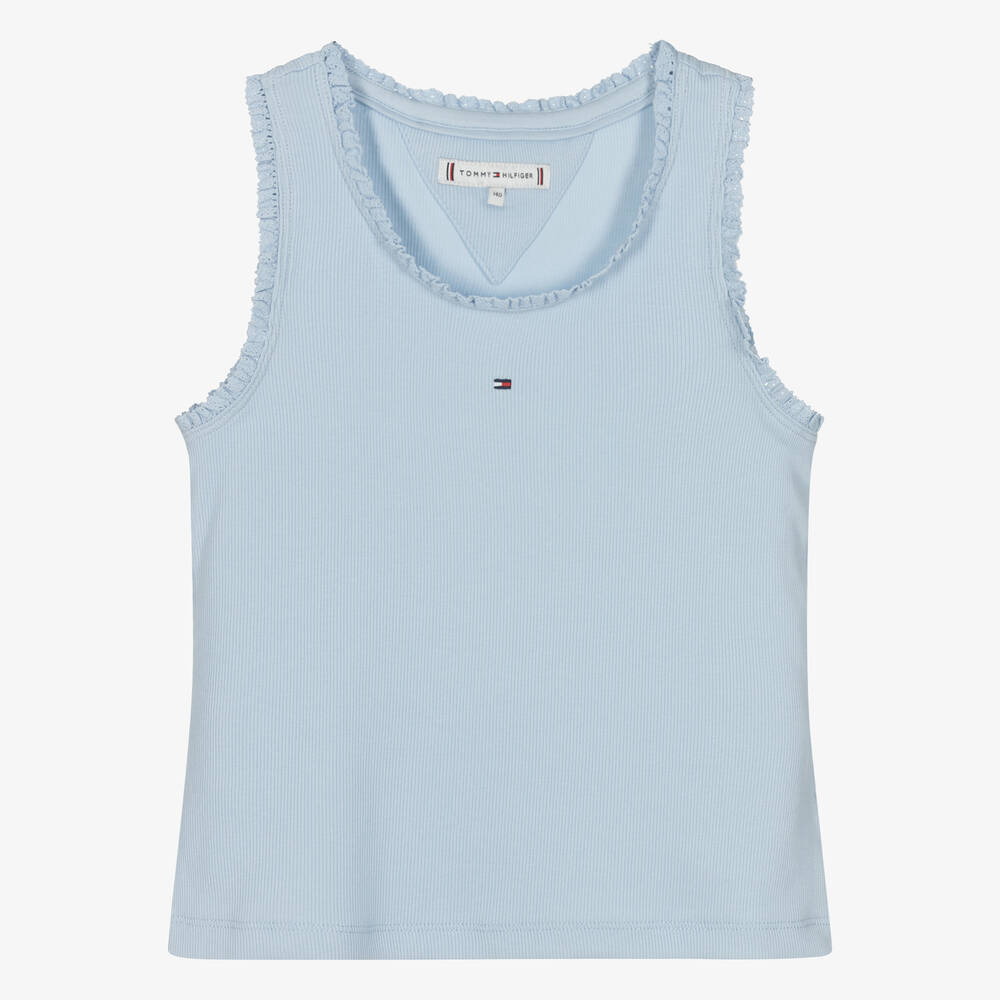 Teen Girls Blue Cotton Tank Top
