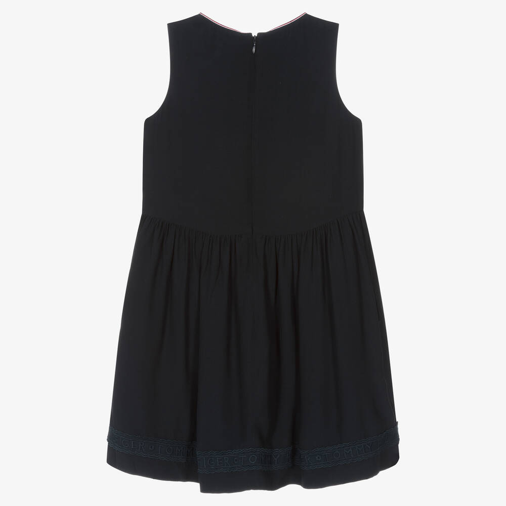 Tommy Hilfiger-Teen Girls Blue Crêpe Lace Trim Dress | Childrensalon Outlet
