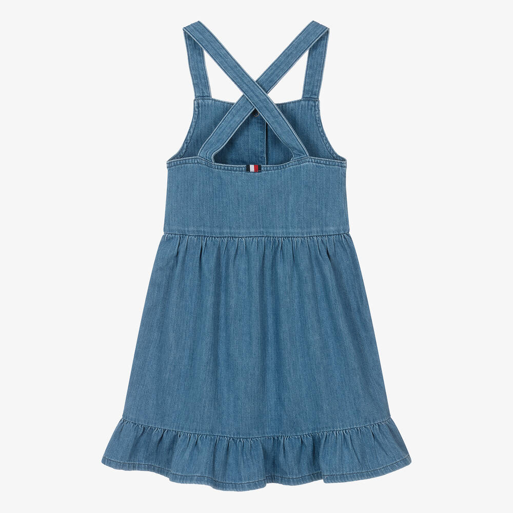 Tommy Hilfiger Teen Girls Blue Denim Pinafore Dress