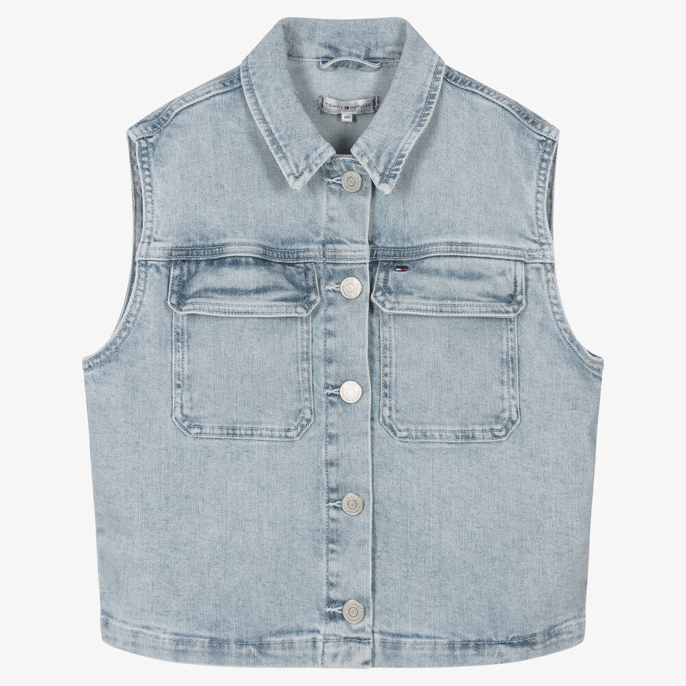 Tommy Hilfiger-Teen Girls Blue Denim Sleeveless Jacket | Childrensalon Outlet