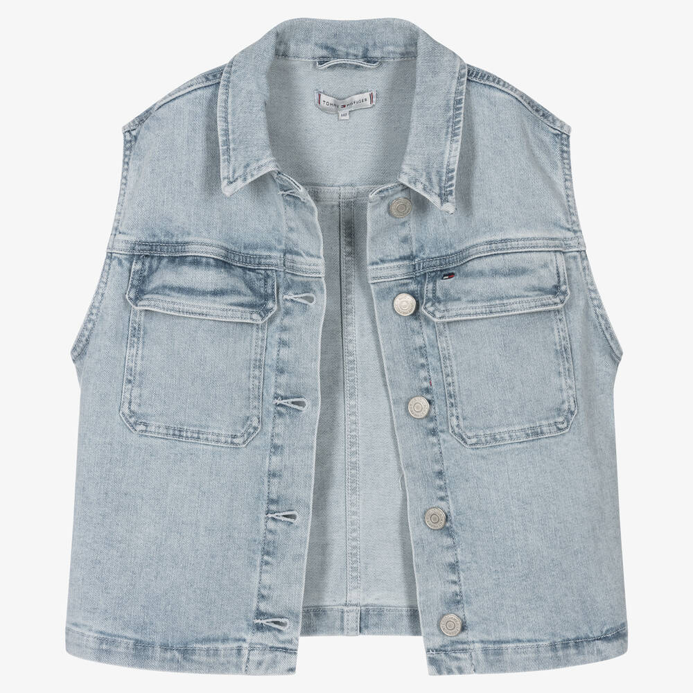 Tommy Hilfiger-جاكيت تينز بناتي قطن دنيم لون أزرق | Childrensalon Outlet