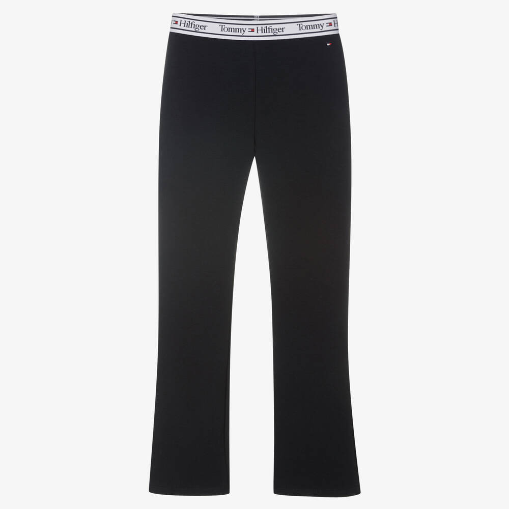 Tommy Hilfiger - Blaue Teen Baumwoll-Leggings mit Schlag | Childrensalon