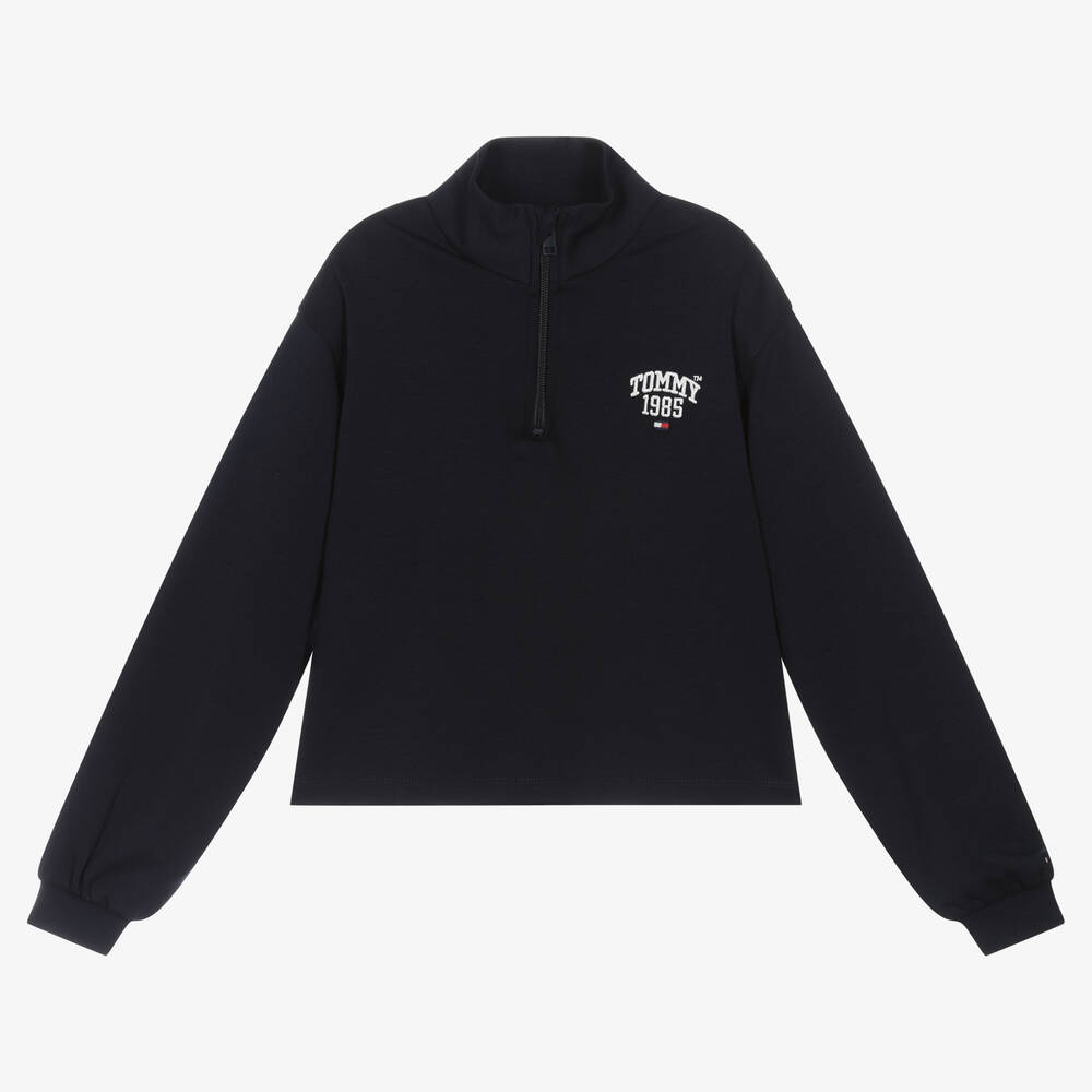 Tommy Hilfiger-Teen Girls Blue Half Zip Sweatshirt | Childrensalon Outlet
