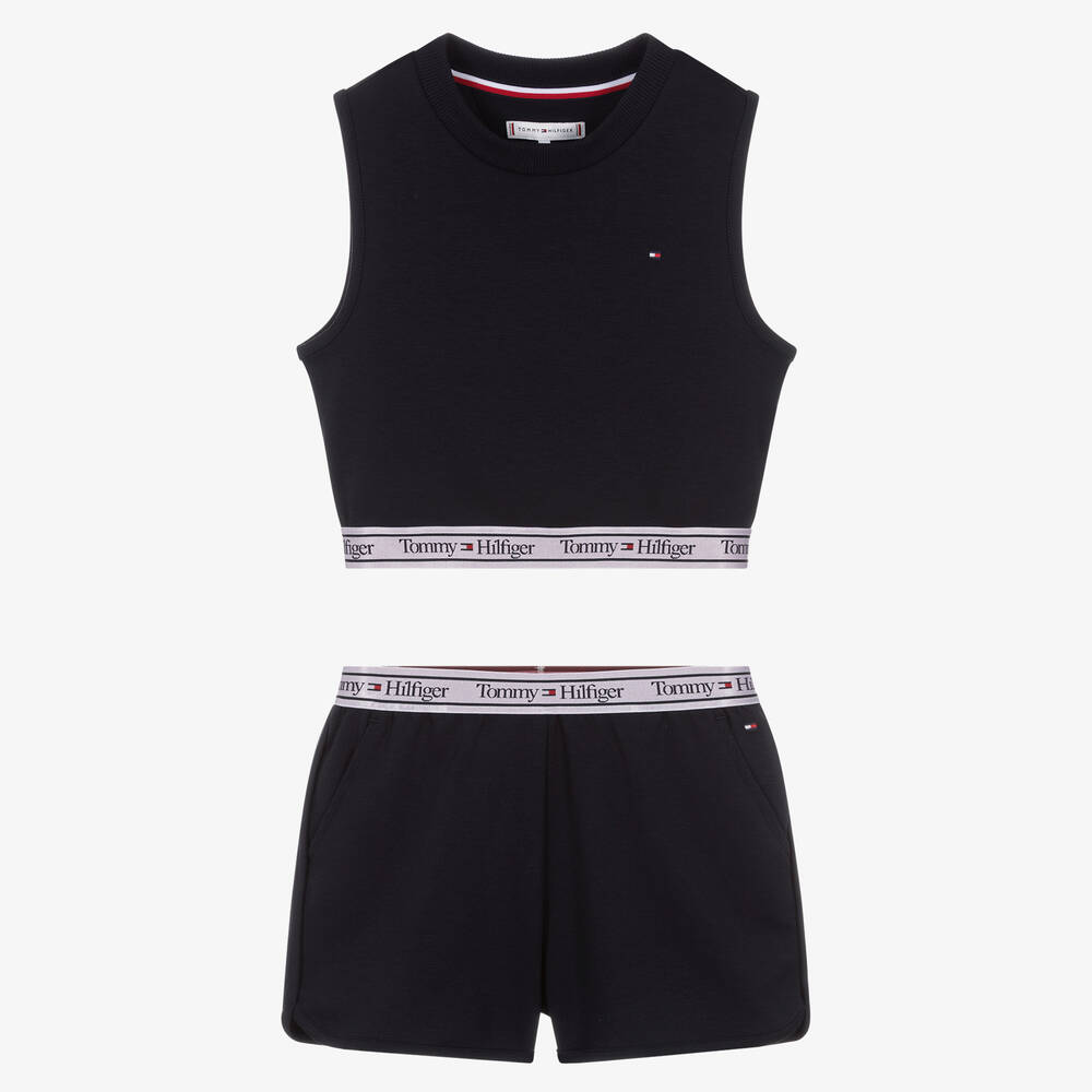 Tommy Hilfiger - Blaues Teen Jersey-Top & Shorts Set | Childrensalon