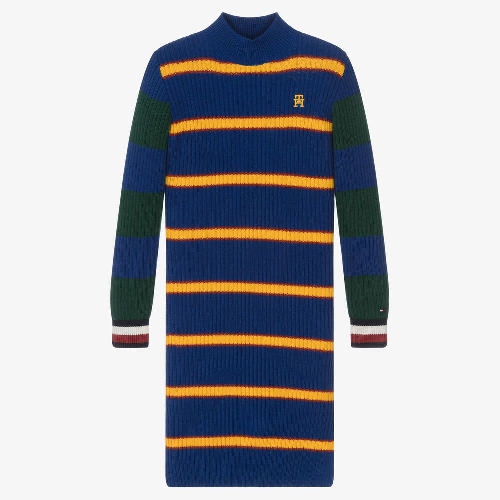 Tommy Hilfiger - Teen Girls Blue Multi-Stripe Knit Dress | Childrensalon