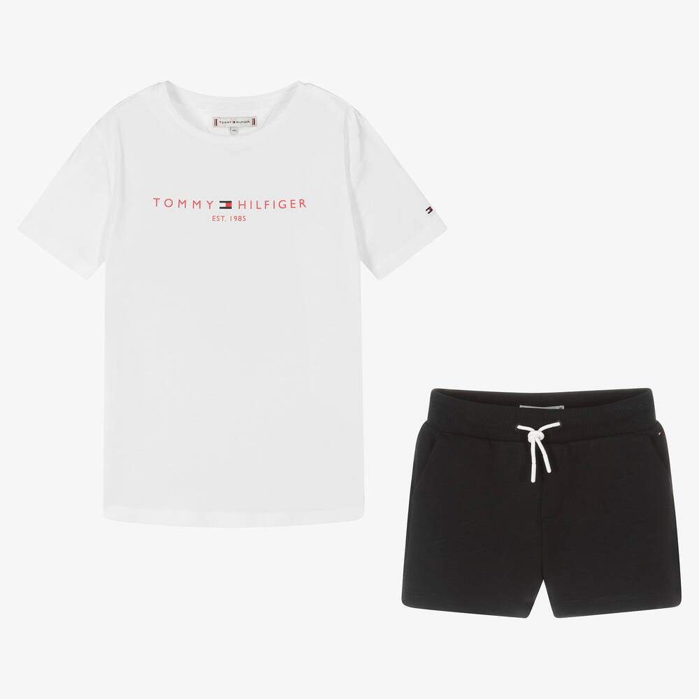 Tommy Hilfiger - Белая футболка и синие шорты из хлопка | Childrensalon