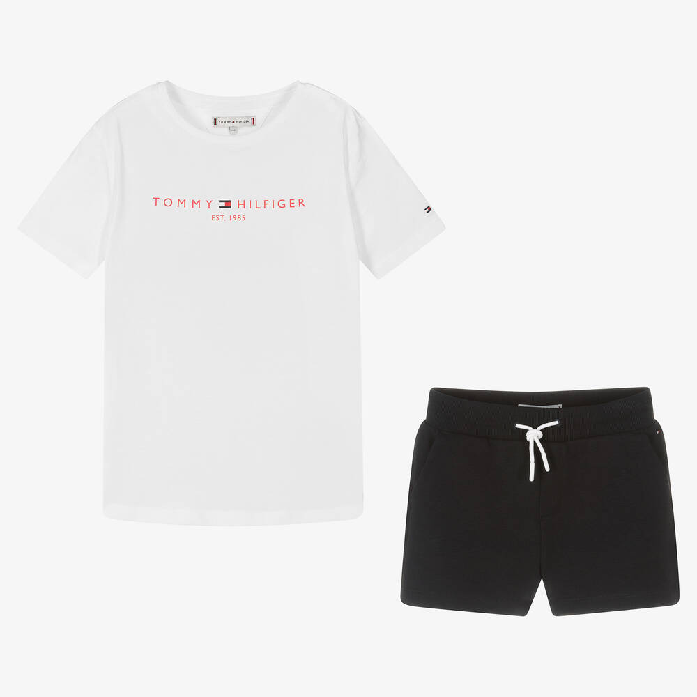 Tommy Hilfiger - Baumwoll-Top & Shorts Set blau/weiß | Childrensalon