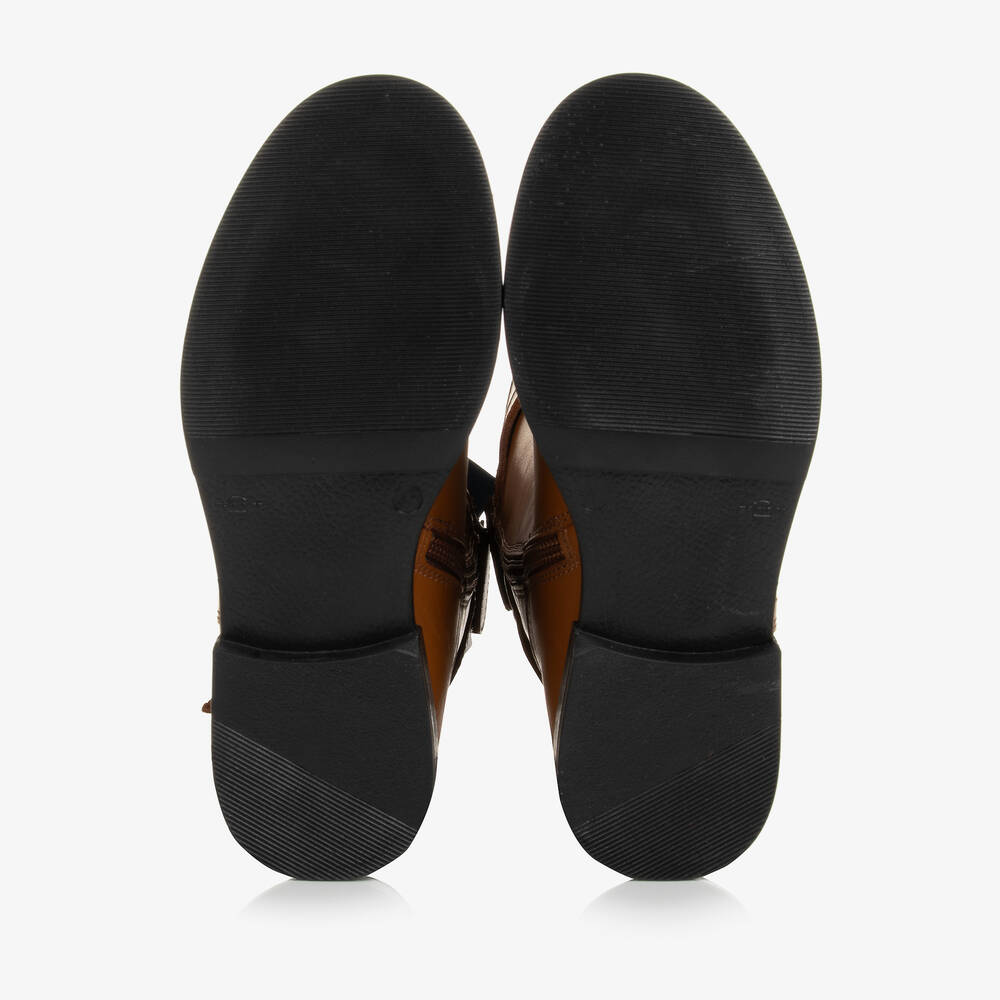 Tommy Hilfiger-بوت بكاحل عالٍ تينز بناتي جلد لون بني | Childrensalon Outlet