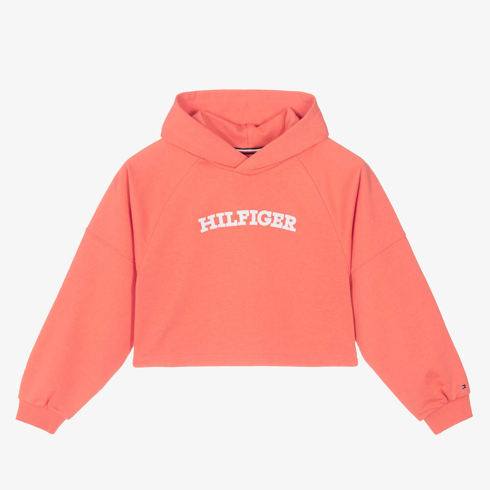 Tommy Hilfiger - Sweat à capuche varsity rose corail ado fille | Childrensalon