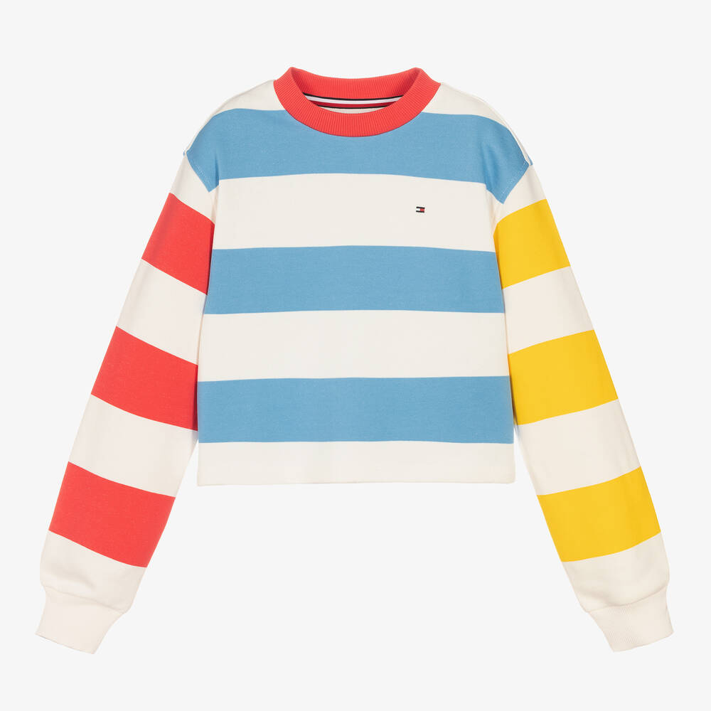 Tommy Hilfiger - Gestreiftes kurzes Teen Sweatshirt | Childrensalon