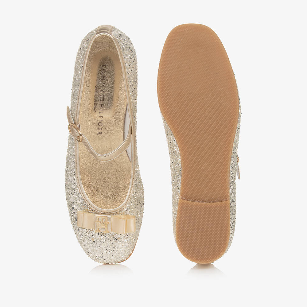 Tommy Hilfiger-بمب باليرينا جلد لون ذهبي غليتر للمراهقات | Childrensalon Outlet