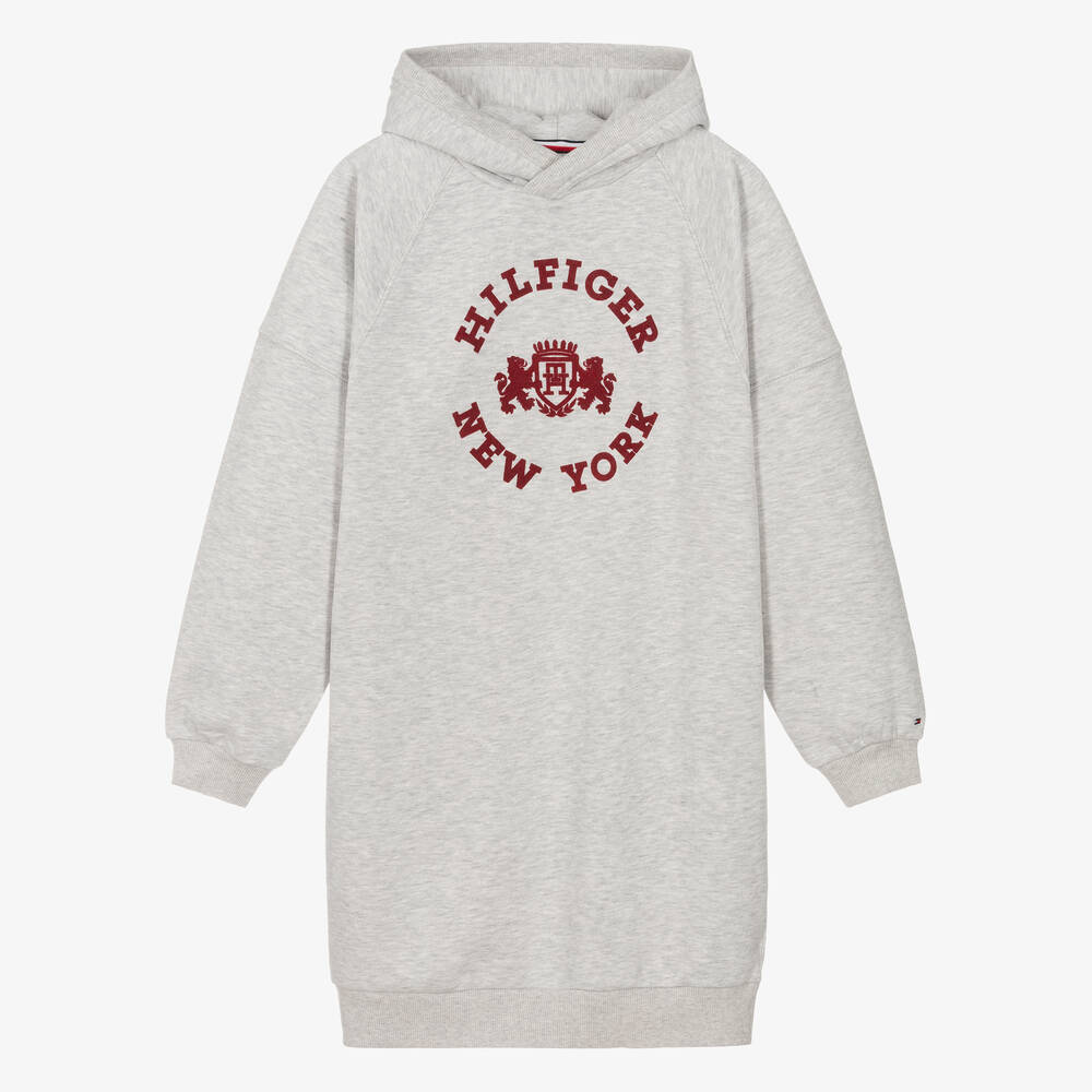 Tommy Hilfiger-Teen Girls Grey Cotton Hoodie Dress | Childrensalon Outlet