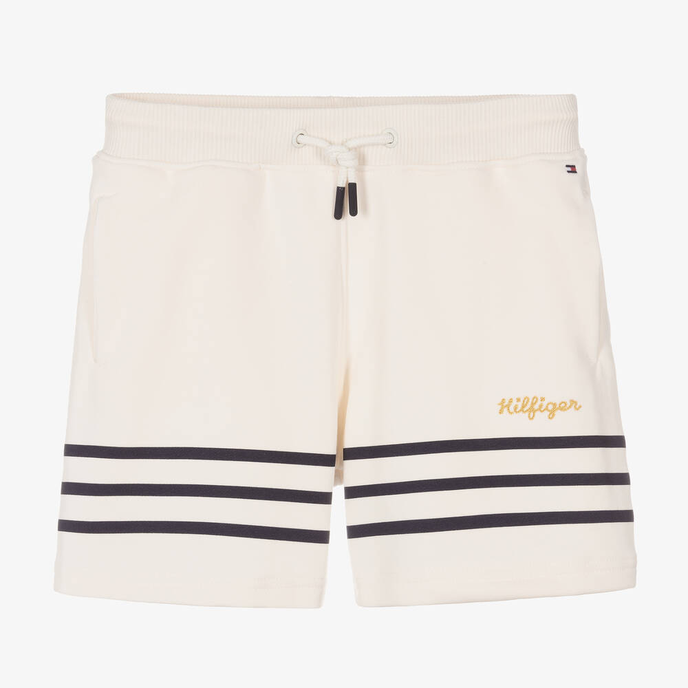 Tommy Hilfiger-Кремовые шорты с синими полосками | Childrensalon Outlet