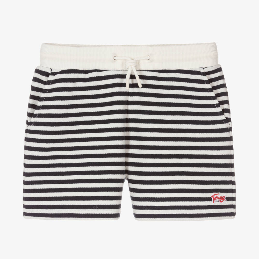 Tommy Hilfiger-Teen Girls Ivory & Blue Striped Shorts | Childrensalon Outlet