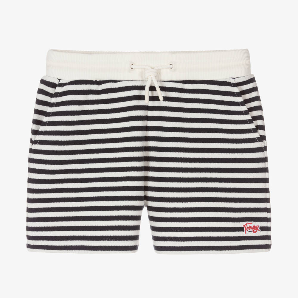 Tommy Hilfiger - Teen Girls Ivory & Blue Striped Shorts | Childrensalon