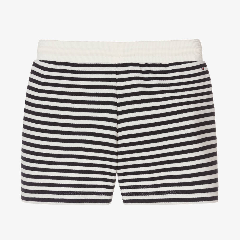 Tommy Hilfiger-Teen Girls Ivory & Blue Striped Shorts | Childrensalon Outlet