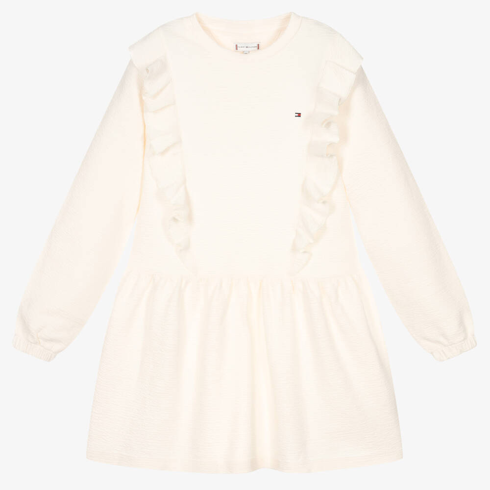 Tommy Hilfiger - Кремовое хлопковое платье для девочек-подростков | Childrensalon