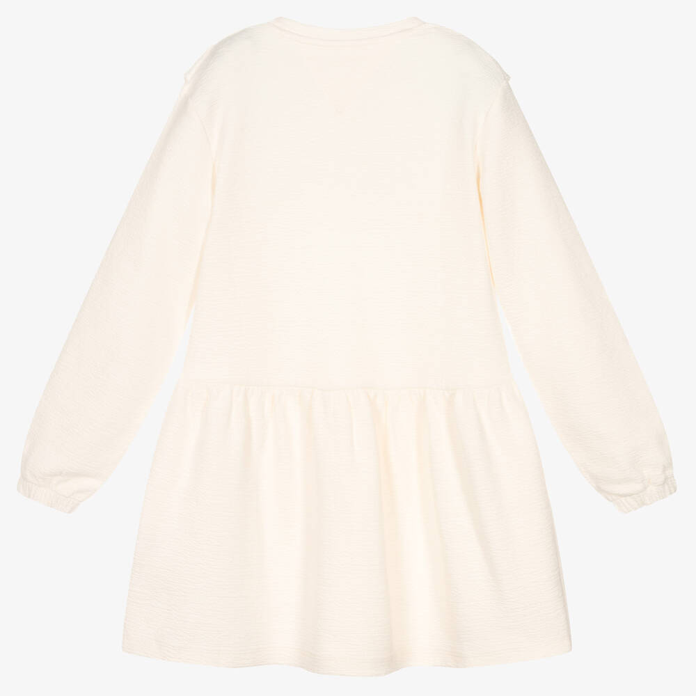 Tommy Hilfiger-فستان تينز بناتي قطن جيرسي لون عاجي | Childrensalon Outlet