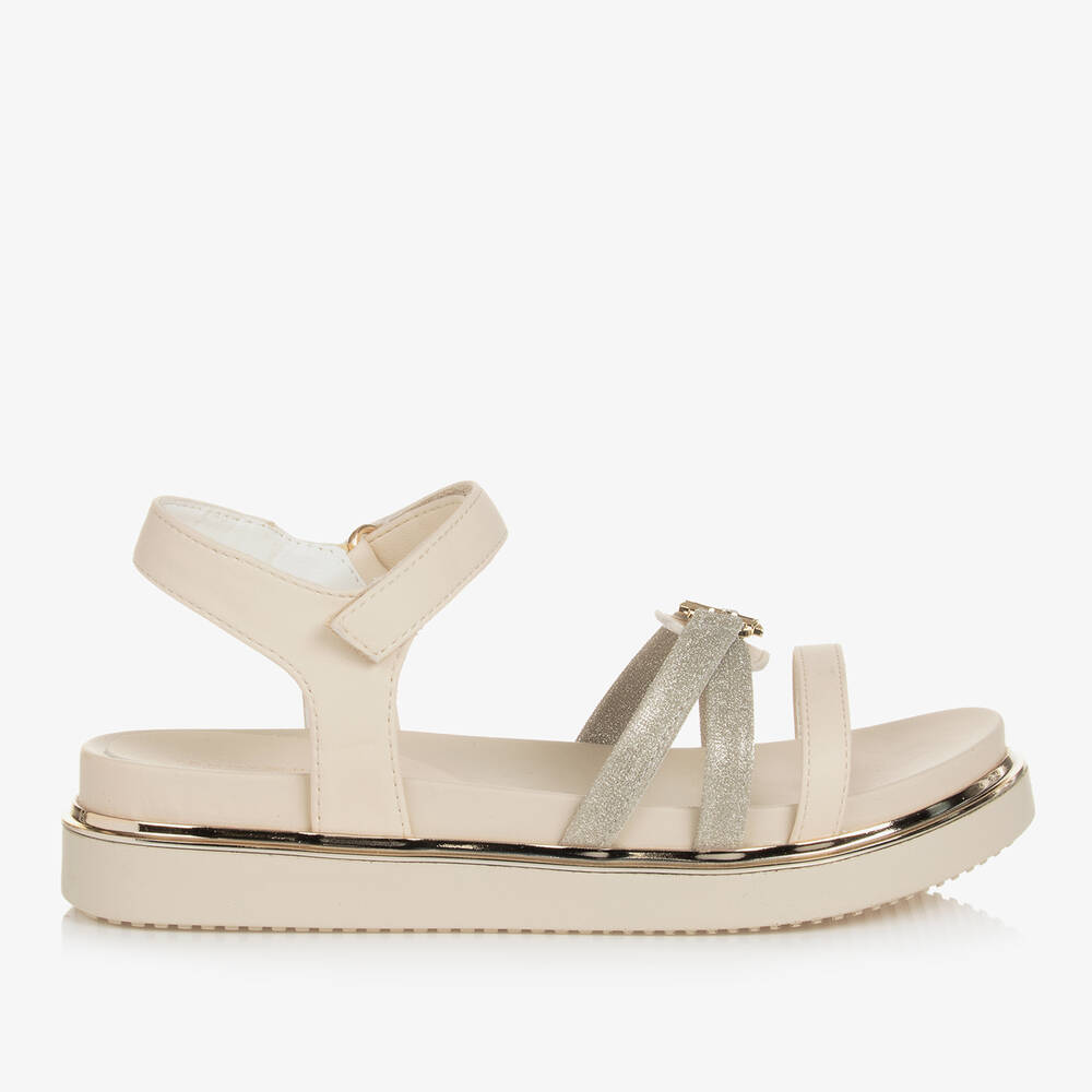 Tommy Hilfiger Teen Girls Ivory Faux Leather Sandals