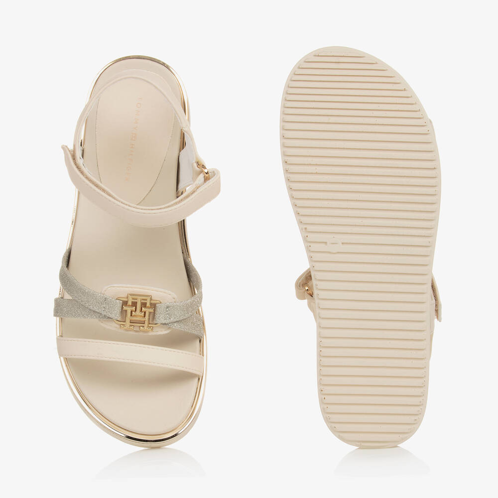 Tommy Hilfiger-Teen Girls Ivory Faux Leather Sandals | Childrensalon Outlet