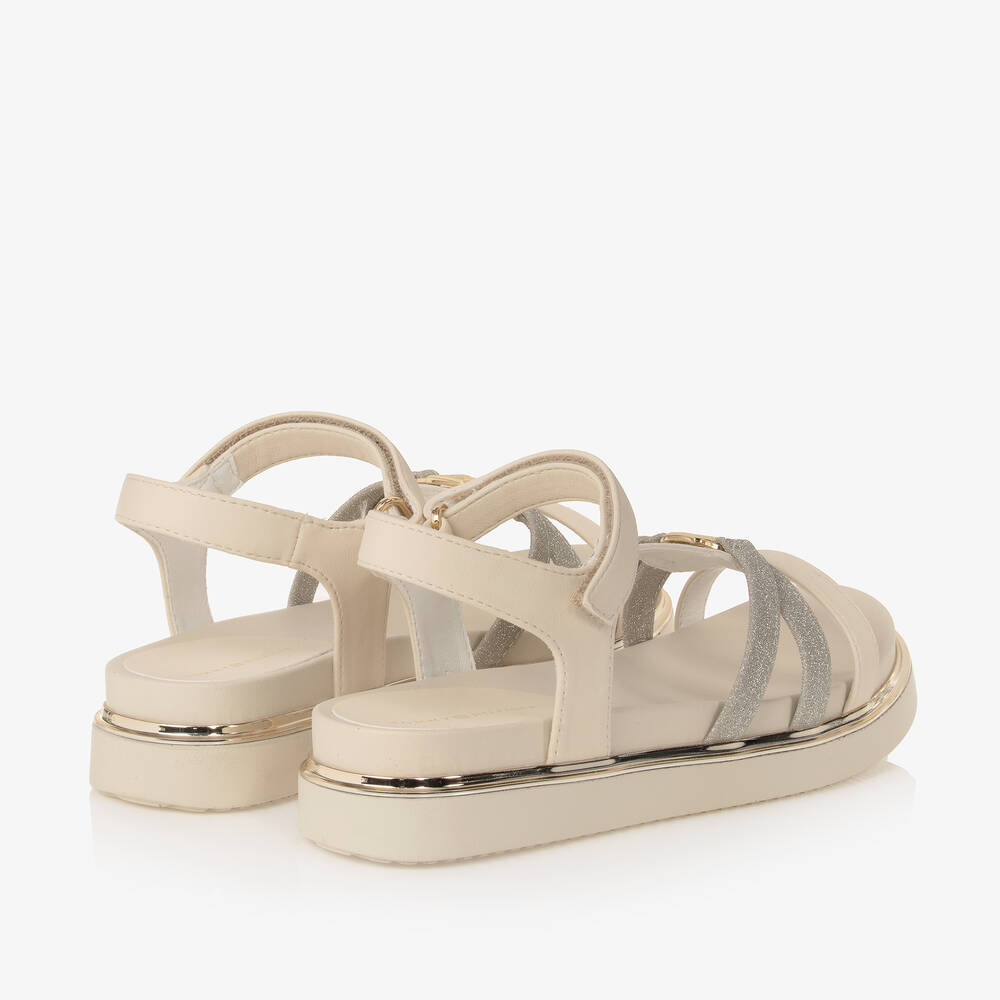 Tommy Hilfiger-Teen Girls Ivory Faux Leather Sandals | Childrensalon Outlet
