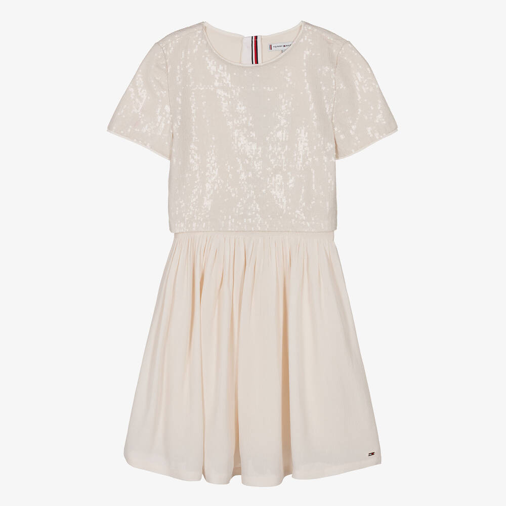 Tommy Hilfiger-Teen Girls Ivory Sequin Dress | Childrensalon Outlet
