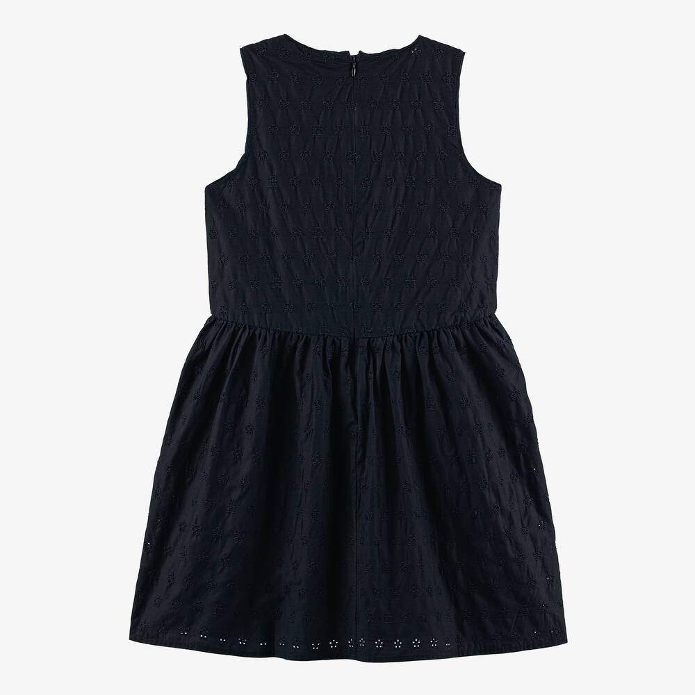 Tommy Hilfiger-Teen Girls Navy Blue Broderie Anglaise Dress | Childrensalon Outlet